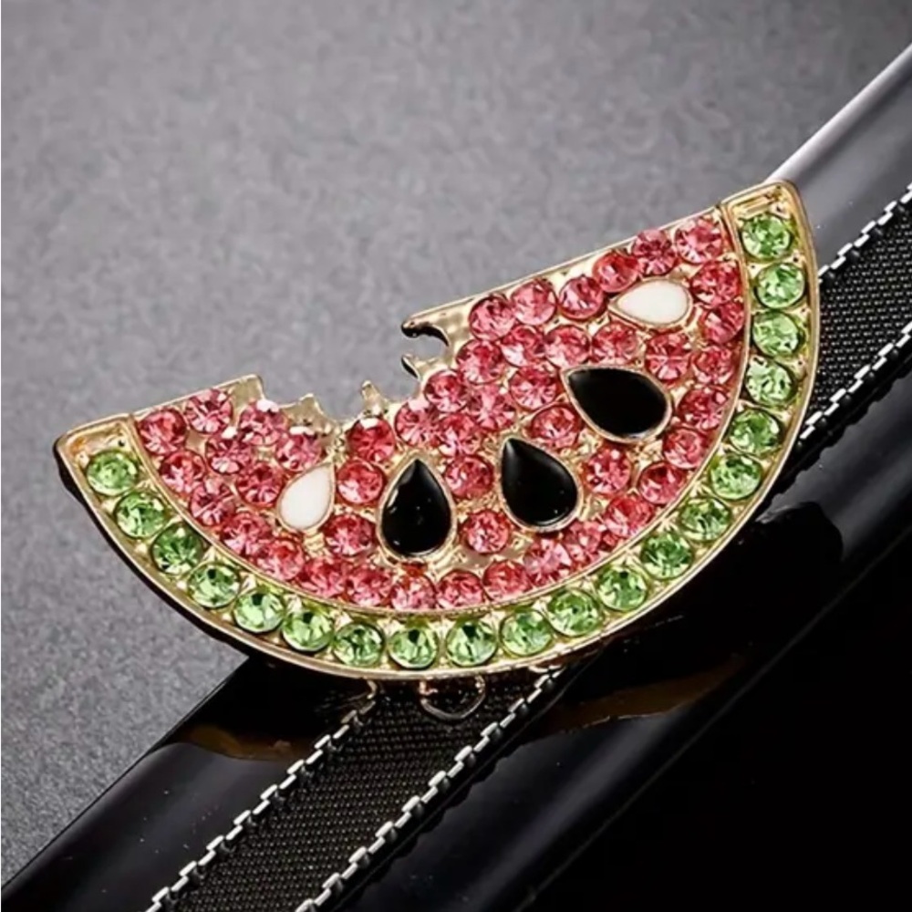 NWOT - Watermelon Slice Brooch with Pink and Green Crystals - Picture 2 of 6